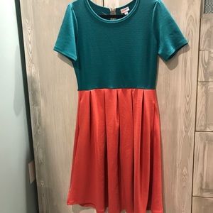Lularoe Amelia Teal & Coral Size Large